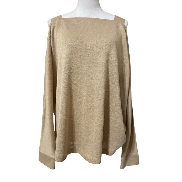 Soft Surroundings Cold Shoulder Mixed Media L Shiny Glitter Effect - Picture 2 of 10